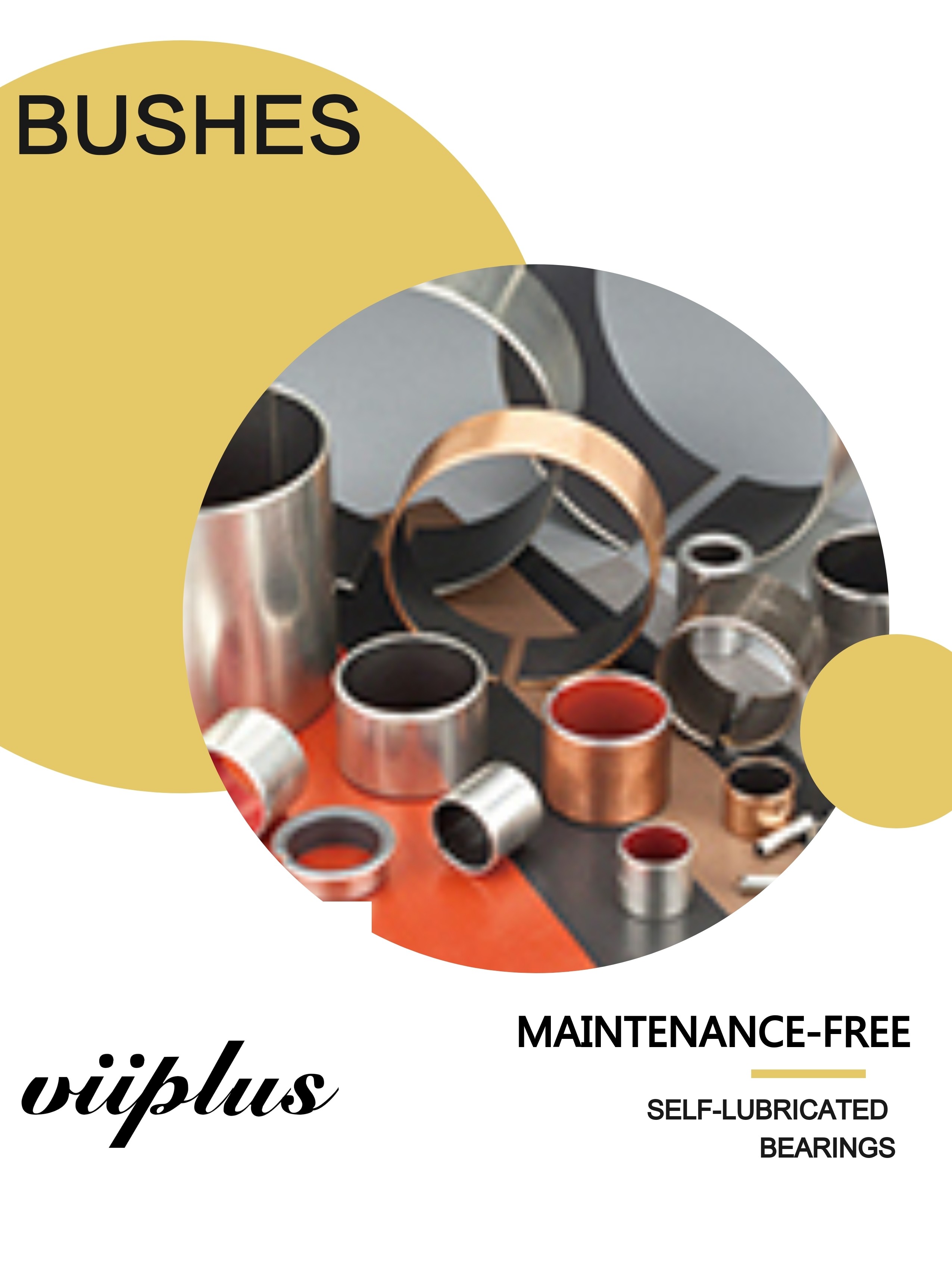 Orange POM Colour Polymer Plain Bearings Slit Greasing Hole Bronze Bushings