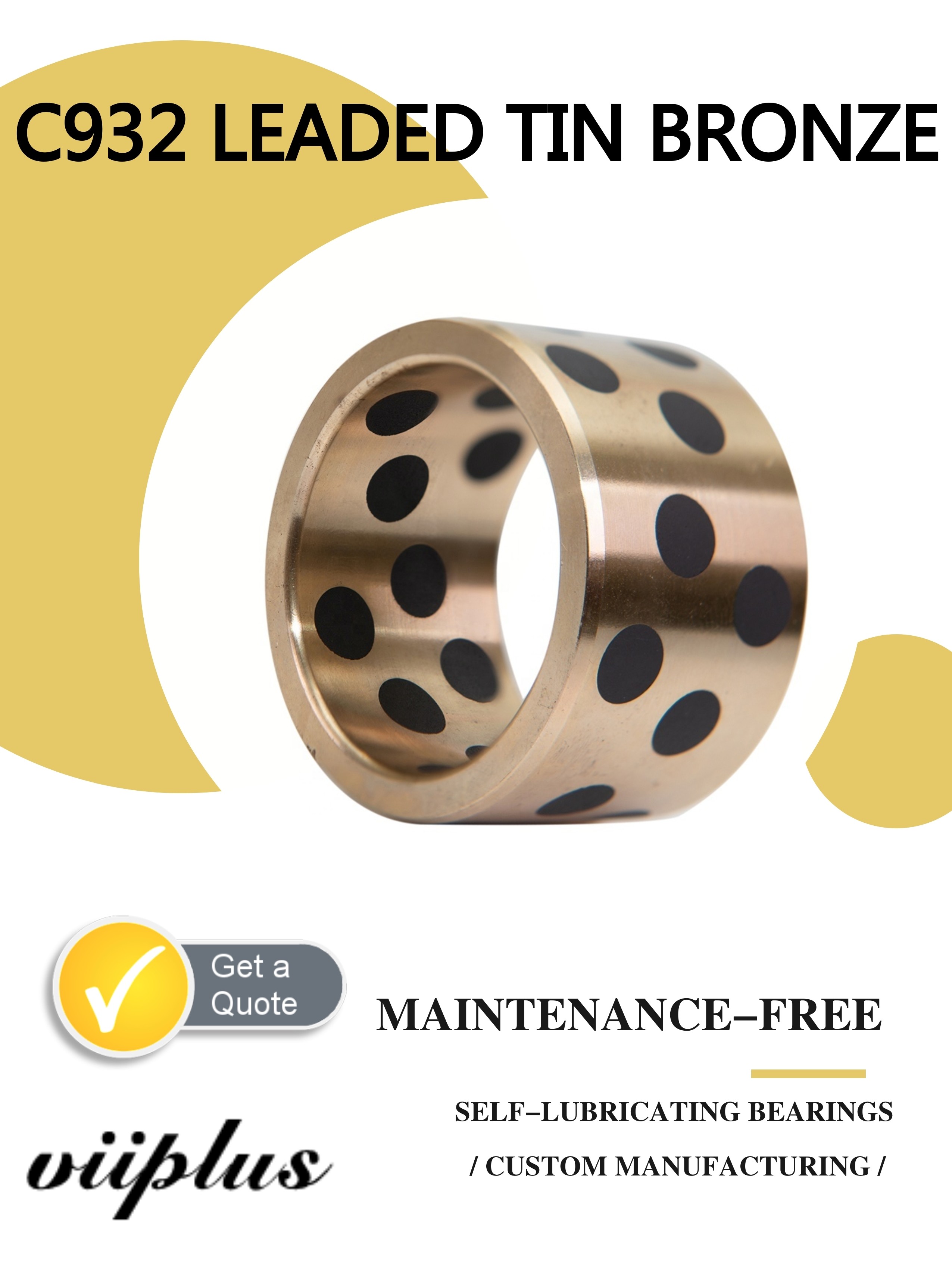 Durable Large Bronze Sleeve Bearings & Bushing Bore Diameter C932 Tin