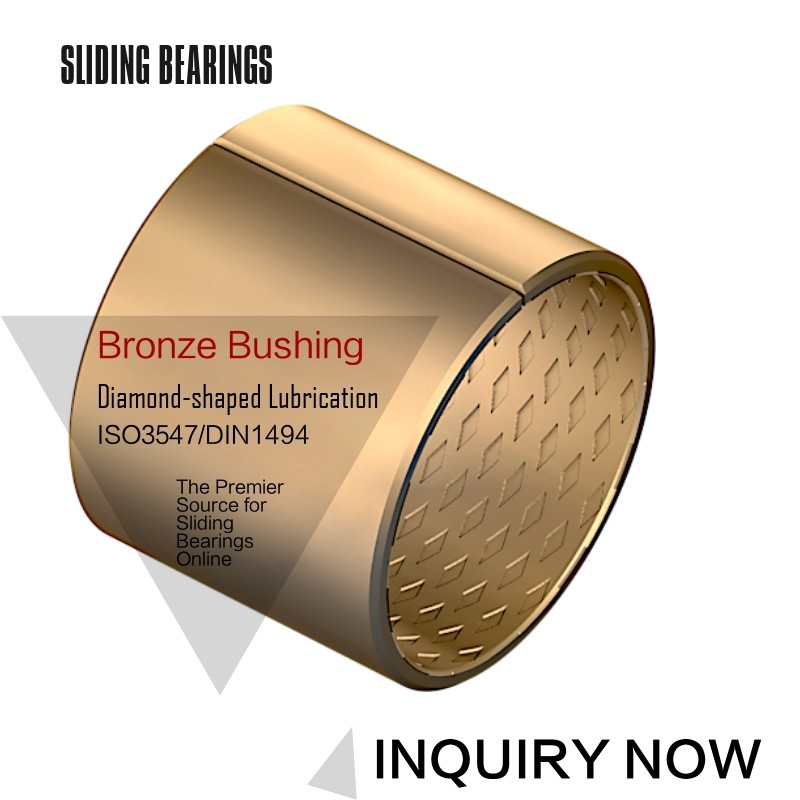 Bronze Bearings Made of CuSn8 with Lubrication Indents Plain