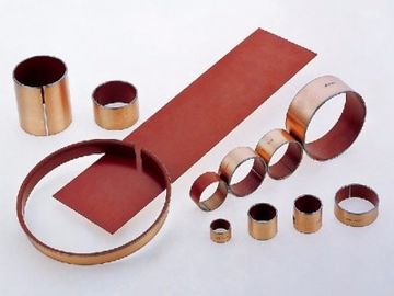 Composite Bearing Material Flat Strip, Red Polymer Fibres, Steel With Sinter Bronze Interlayer